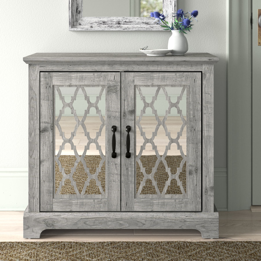 Chessani 32'' Tall 2 Door Mirrored Accent Cabinet