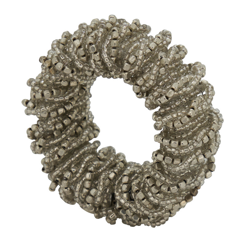 Napkin Ring Collection Glass Beads Napkin Ring, Silver
