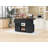 53.7" Farmhouse Kitchen Island With Power Outlet, 2 Sliding Barn Door Kitchen Storage Island With Drop Leaf, Spice Rack Rolling Kitchen Cart On Wheels, For Home, Kitchen And Dining Room, Black-875279726