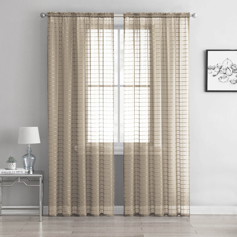 Bernardita Sheer Curtain Pair, Taupe