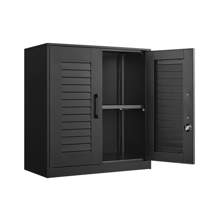 Armoire murale en métal, armoire de rangement murale avec serrure et poignée, armoire murale de garage avec tablettes réglables pour garages, espaces de rangement, sous-sols