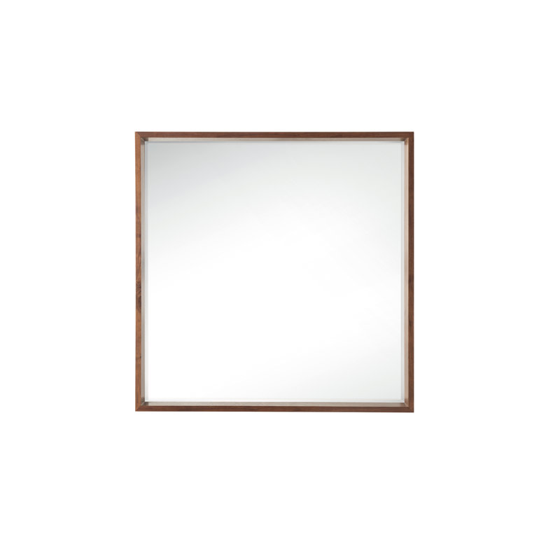 Milan Beveled Wall Mirror, 35.38" x 35.38", Natural Ash