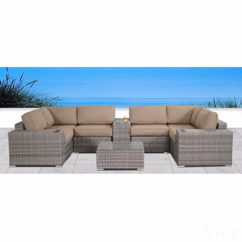 Fully Assembled Rattan Wicker 4-Person Seating Group With Cushions