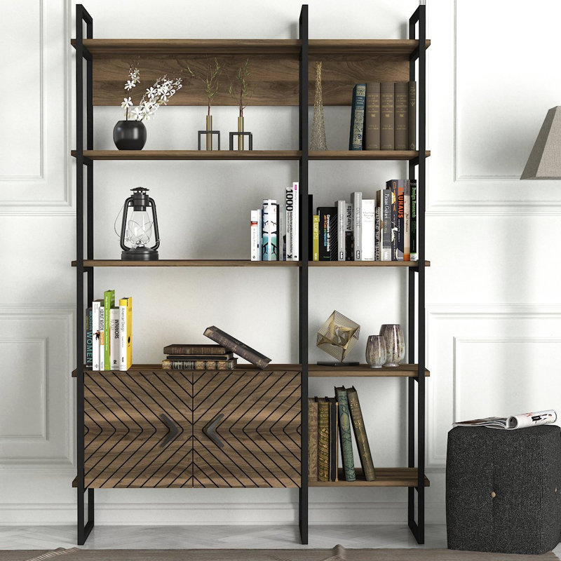 Bibliothèque standard en métal Chesney H 70,9 po x l 47,2 po, Brun
