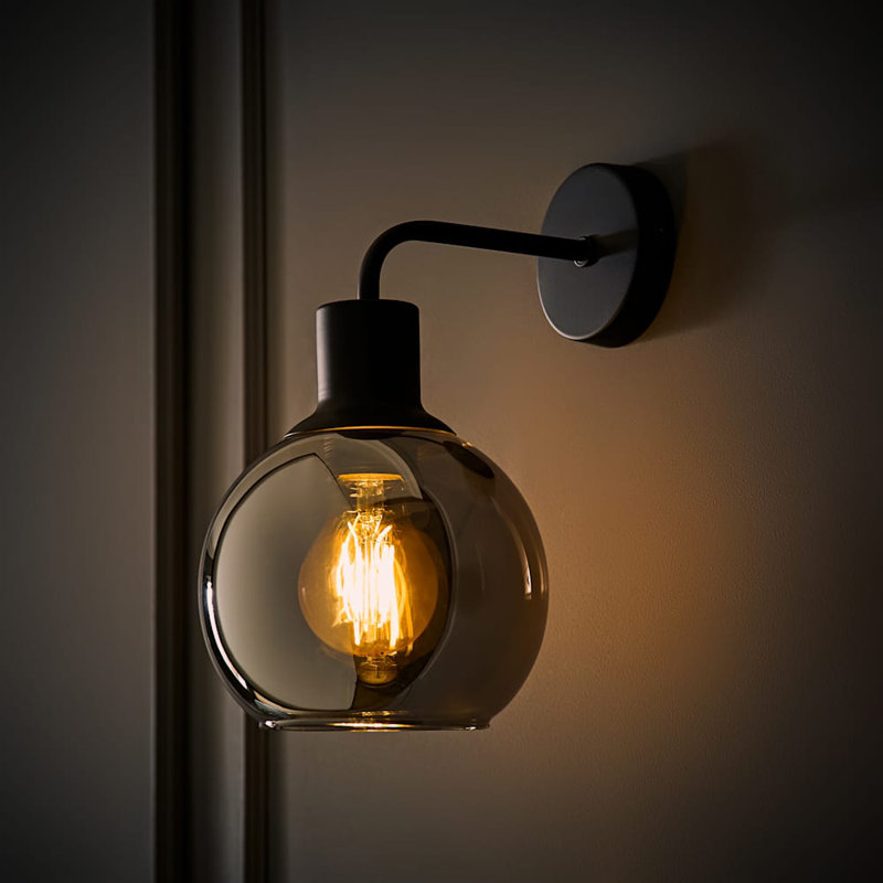 Bellamy Glass Wall Light, No, Matte Black