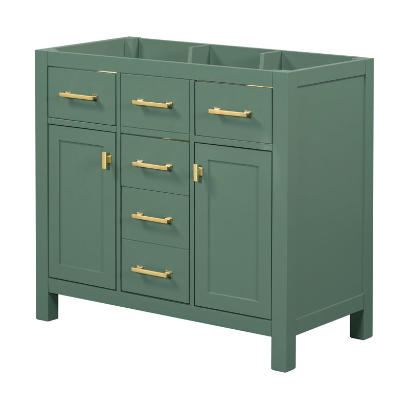 Armoire de salle de bain moderne 36 po avec 4 tiroirs et structure en bois massif (lavabo non inclus)