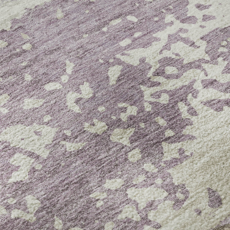 Tapis à rayures lavables à la machine de qualité supérieure Mayfield AMF2398, Lavande, 3 pi x 5 pi