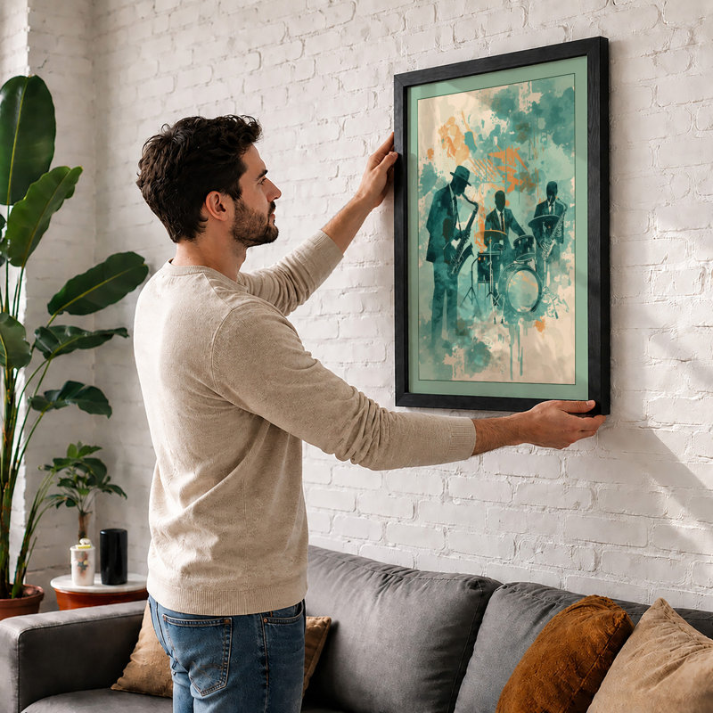 Jam Session Modern - Framed Print, A1 - 84.1 x 59.4 cm, Oak