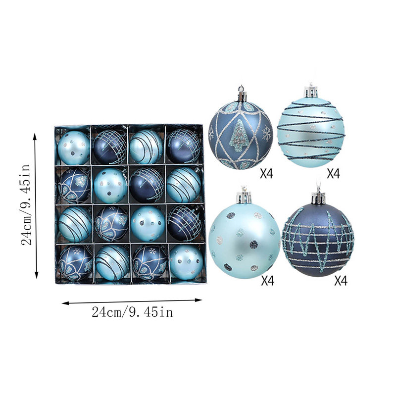 Décorations de Noël - Ensemble de 16 boules décoratives à suspendre pour sapin de Noël, brillantes et festives. Idéales pour décorer votre intérieur.