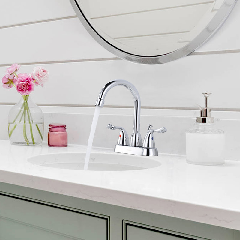 Centerset 2-handle Bathroom Faucet with Drain Assembly, Chrome
