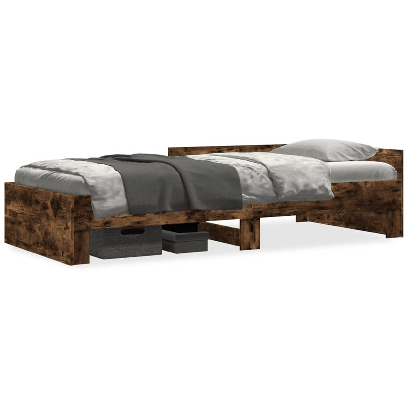 Bed Frame Without Mattress Engineered Wood, European Single (90 x 200 cm), Smoked Oak
