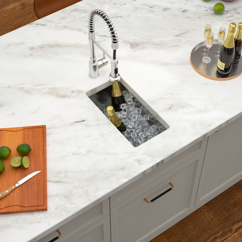 10" L X 18" W Undermount 16 Gauge Single Bowl Stainless Steel Bar Kitchen Sink With Accessories