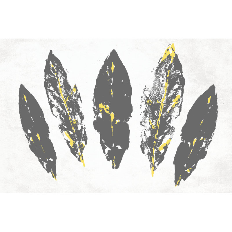 Grey Paint Leaves - Wrapped Canvas Art Prints, 30cm H x 46cm W x 3.8cm D