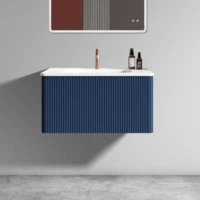 Meuble-lavabo à rayures 30 po avec lavabo en céramique