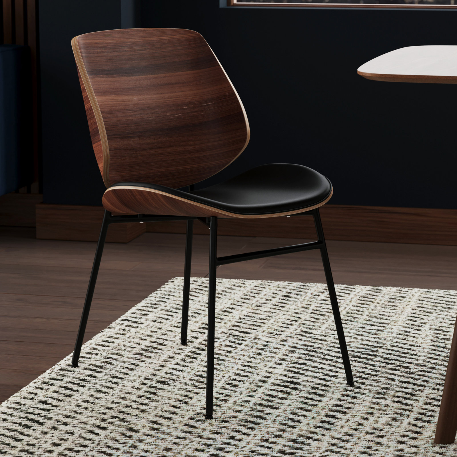 Irina Dining Chair, Black/Walnut