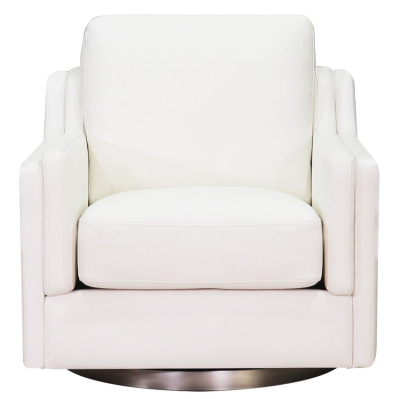 Fauteuil pivotant en cuir fleur Dianet, Cuir véritable perle Bella Pirouette
