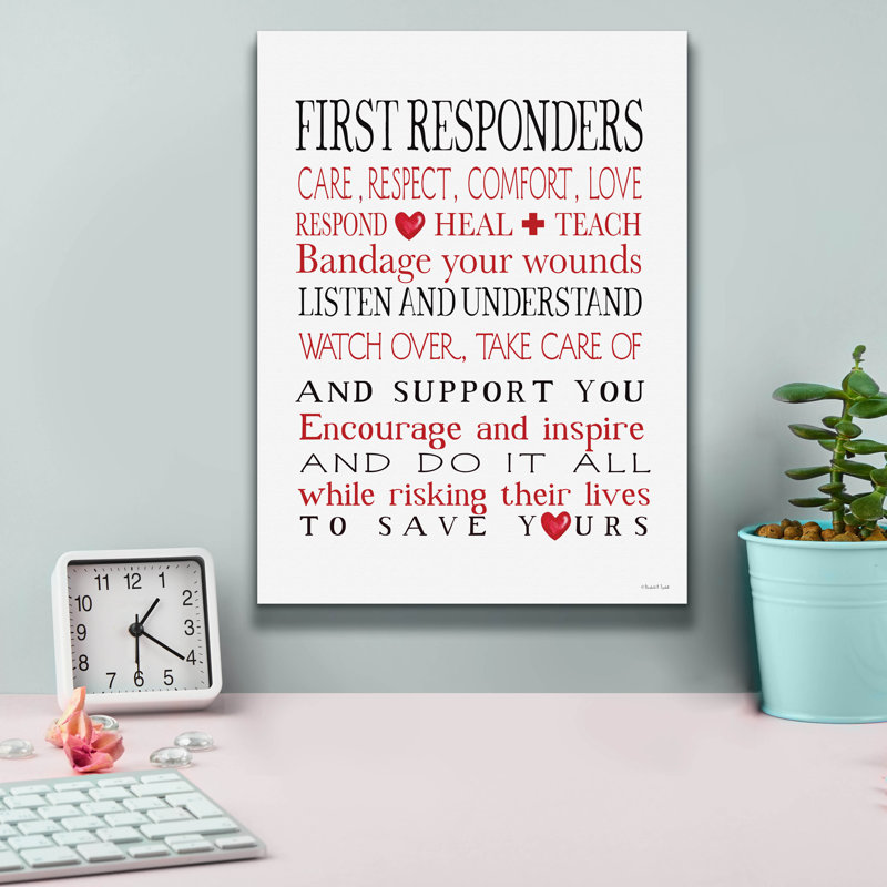  «First Responseers» par Elizabeth Tyndall, art mural sur toile, 12 po x 16 po, H 16 po x l 12 po