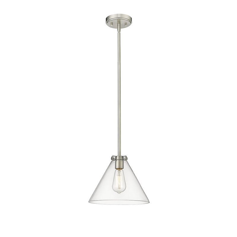 Luminaire suspendu conique à 1 lumière Greaves, Nickel brossé