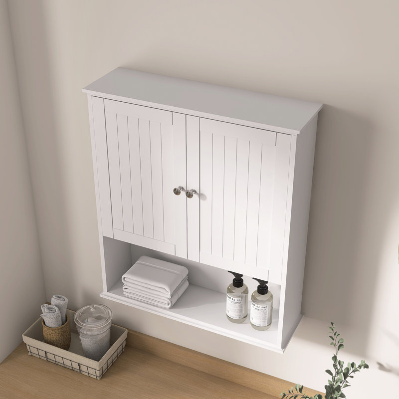  26'' Wall Mounted Bathroom Medicine Cabinet with Adjustable Shelves, White