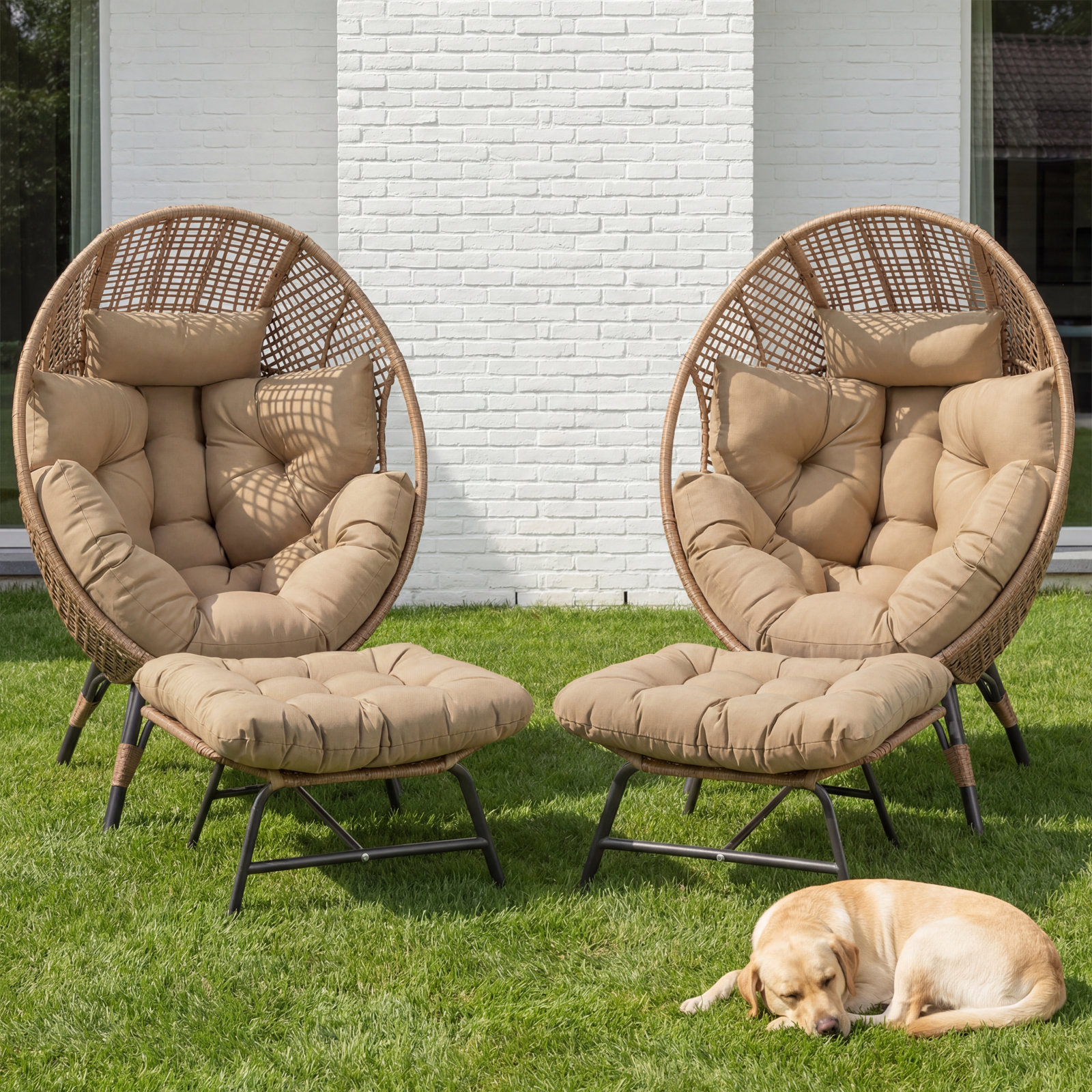 Patio Lounge Chair, Brown/Brown