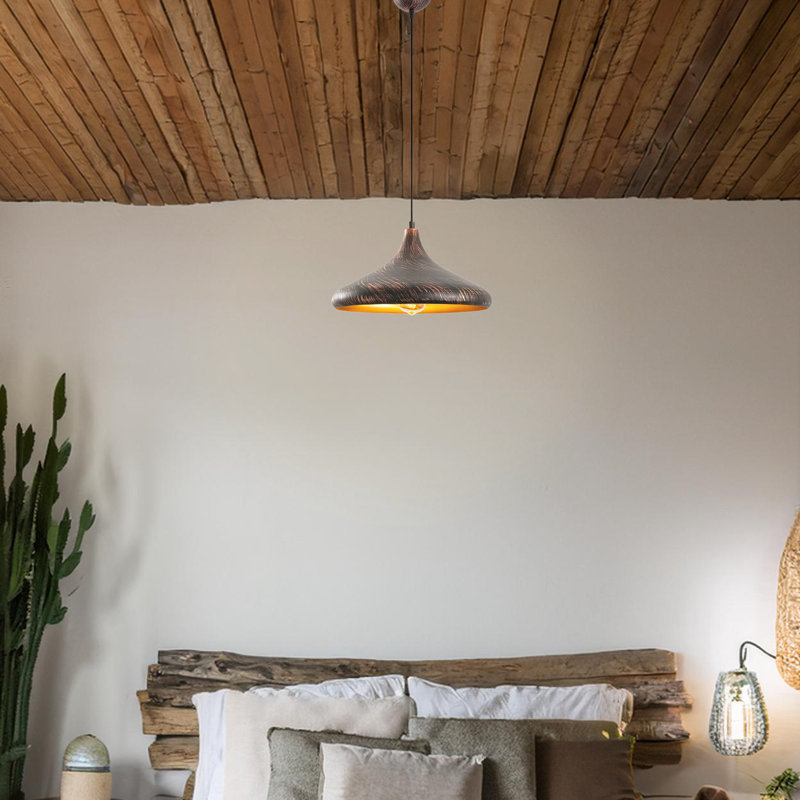 Adjustable Height Single Pendant With Metal Cap, Black