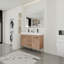 Meuble-lavabo autoportant de 60 po avec lavabo double en résine blanche et 2 portes d'armoire à fermeture en douceur et 3 tiroirs ((Kd-Packing)