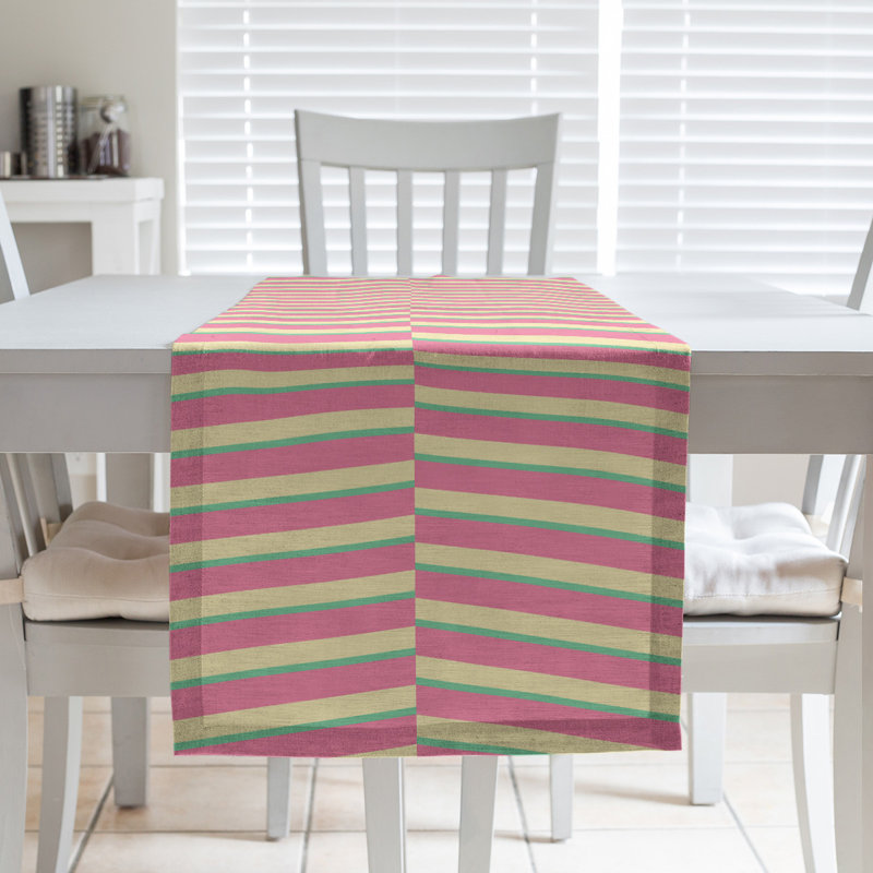 Fractured Stripes Table Runner, 16" x 72", Pink/Light Yellow