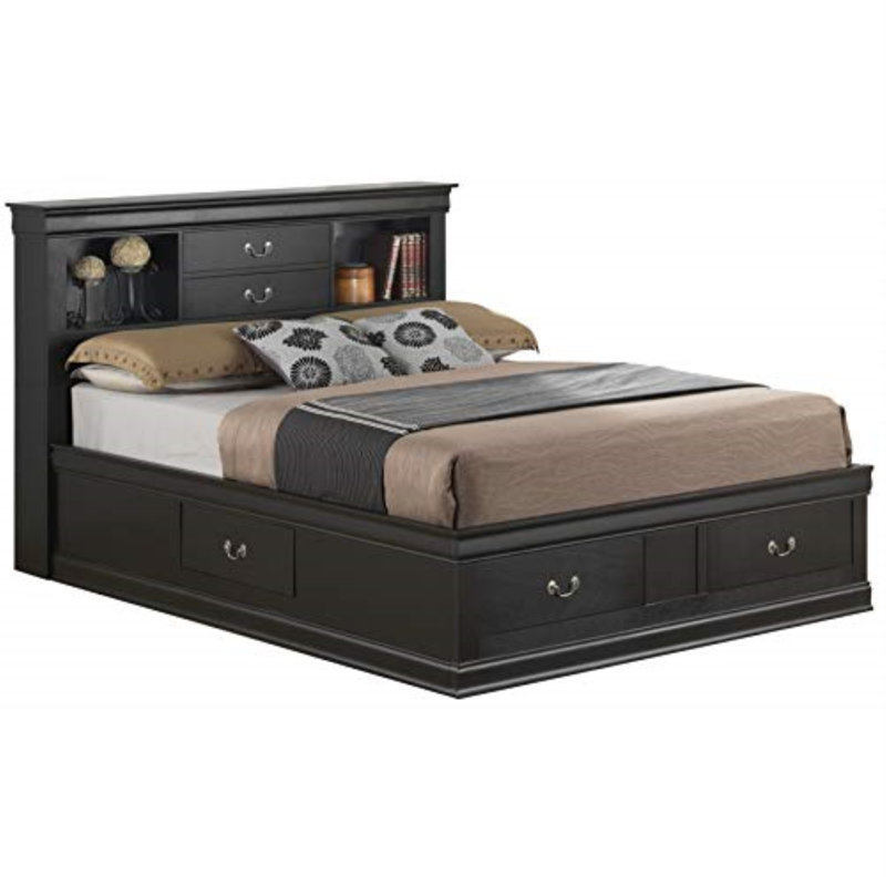 Citronelle Bookcase Storage Bed, Queen, Black
