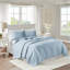 Ensemble de courtepointe réversible 3 pièces en coton bleu de style cottage, format King/Cal King