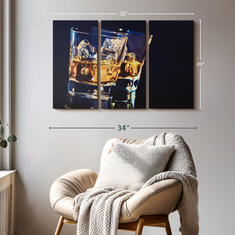" Whiskey Glasses ", 20" H x 33" W x 1.25" D
