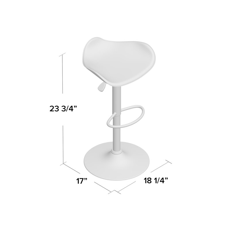 Nondalton Contemporary Vinyl Adjustable Height Barstool with Wavy Seat and Chrome Base, Red