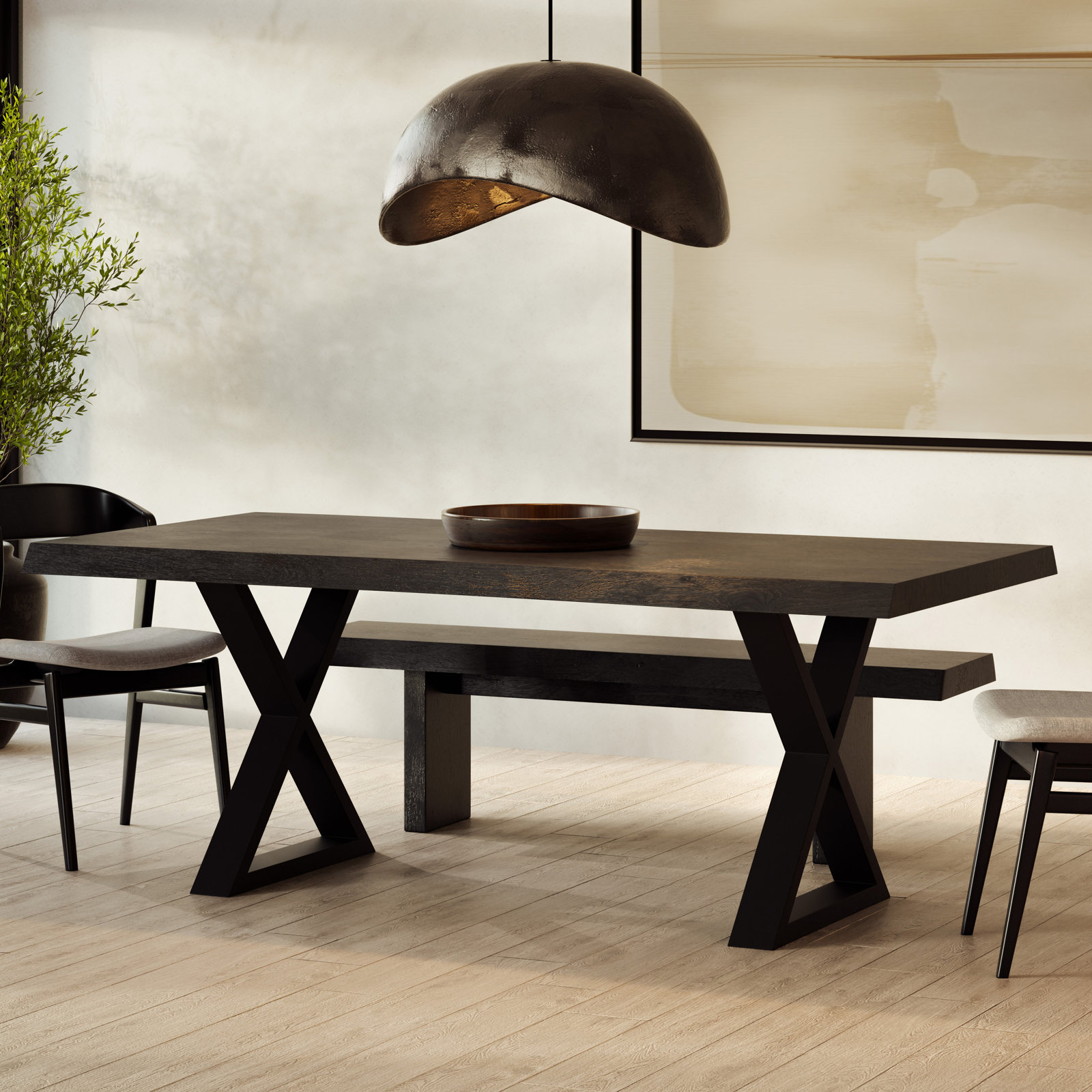 Colin Kentley Bench, 18" H x 65" W x 15" D, Ebonized