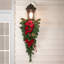 Ornement de Noël artificiel 30 po poinsettia rouge et pomme de pin doré non éclairé