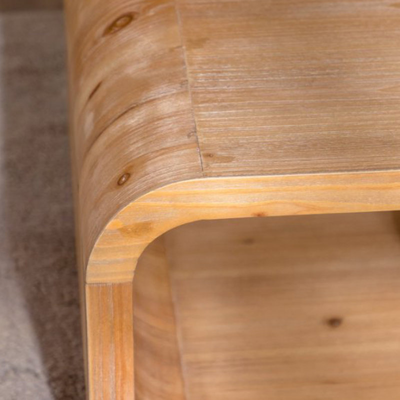 Table basse moderne en bois clair incurvé moderne avec cadre ouvert et rangement ouvert pour les salons contemporains