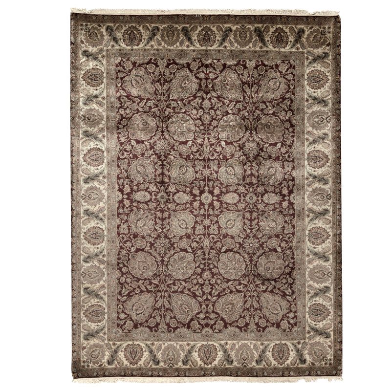 High-Quality Hand-Knotted Red And Cream Area Rug