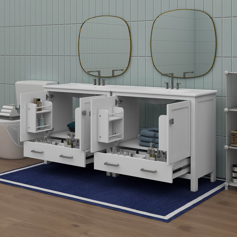 Meuble-lavabo 72 po avec évier en céramique, Blanc
