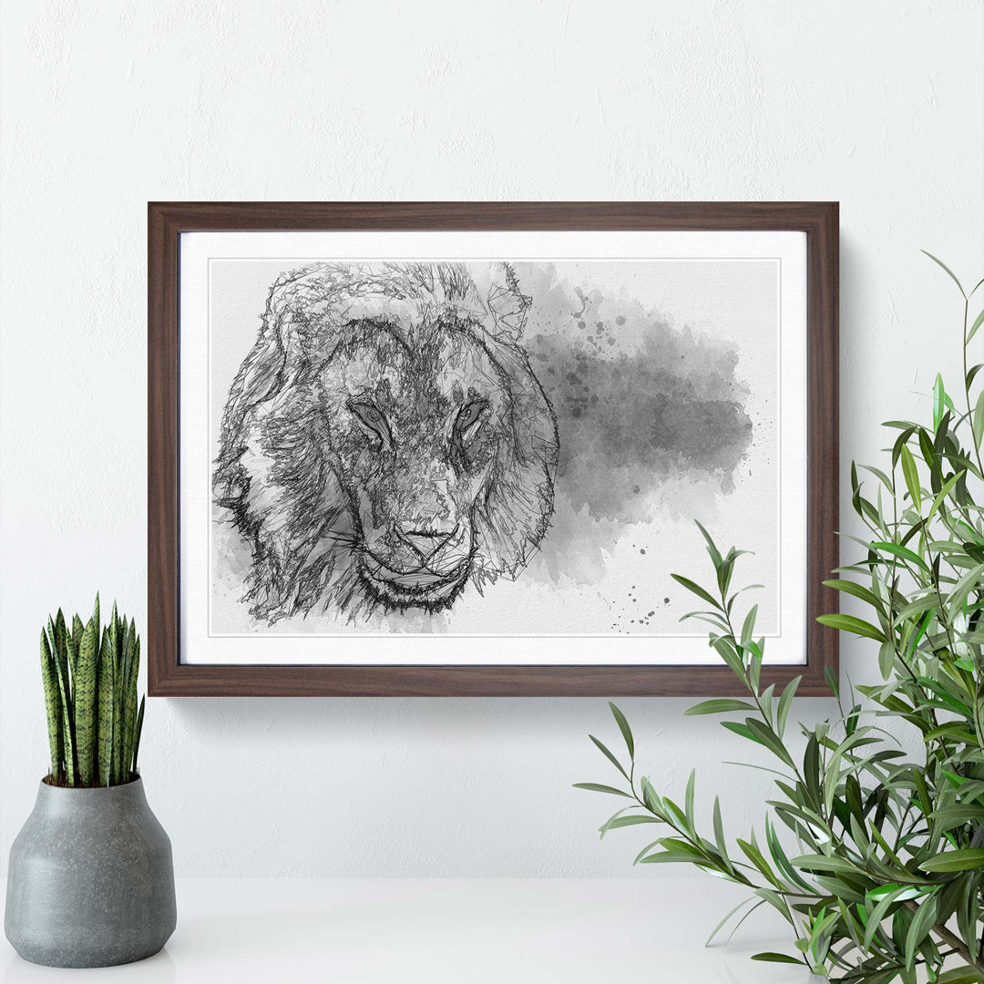 Portrait of a Lion in Abstract - Framed Print