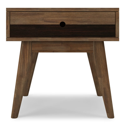 Clarkson 22"W Solid Acacia Wood Mid-Century Modern End Table with Drawer