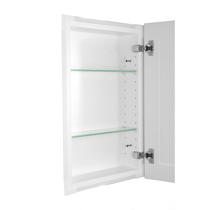 Armoire à pharmacie encastrée sans cadre à 1 porte avec tablettes réglables Frontline Shaker, H 28 po x l 14 po x P 3,5 po