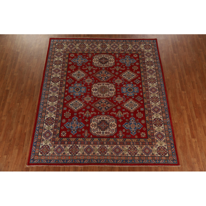 Tapis géométrique kazak teint à la main 8 x 10