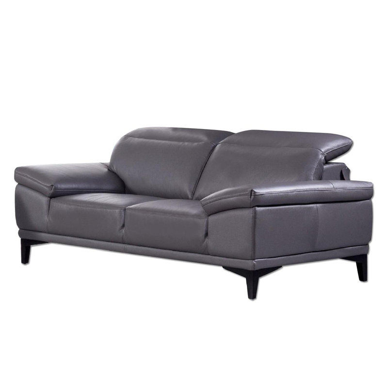 Butcombe Leather Match Pillow Top Arm Sofa, Gray Leather Match, 38"H x 73"W x 41"D