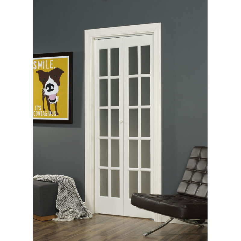Unfinished Pine 24" x 80" Frosted Glass Bifold Door