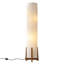 Lampadaire plissé organique moderne de 137 cm avec base en bois massif couleur noyer, 2 ampoules DEL et interrupteur au pied