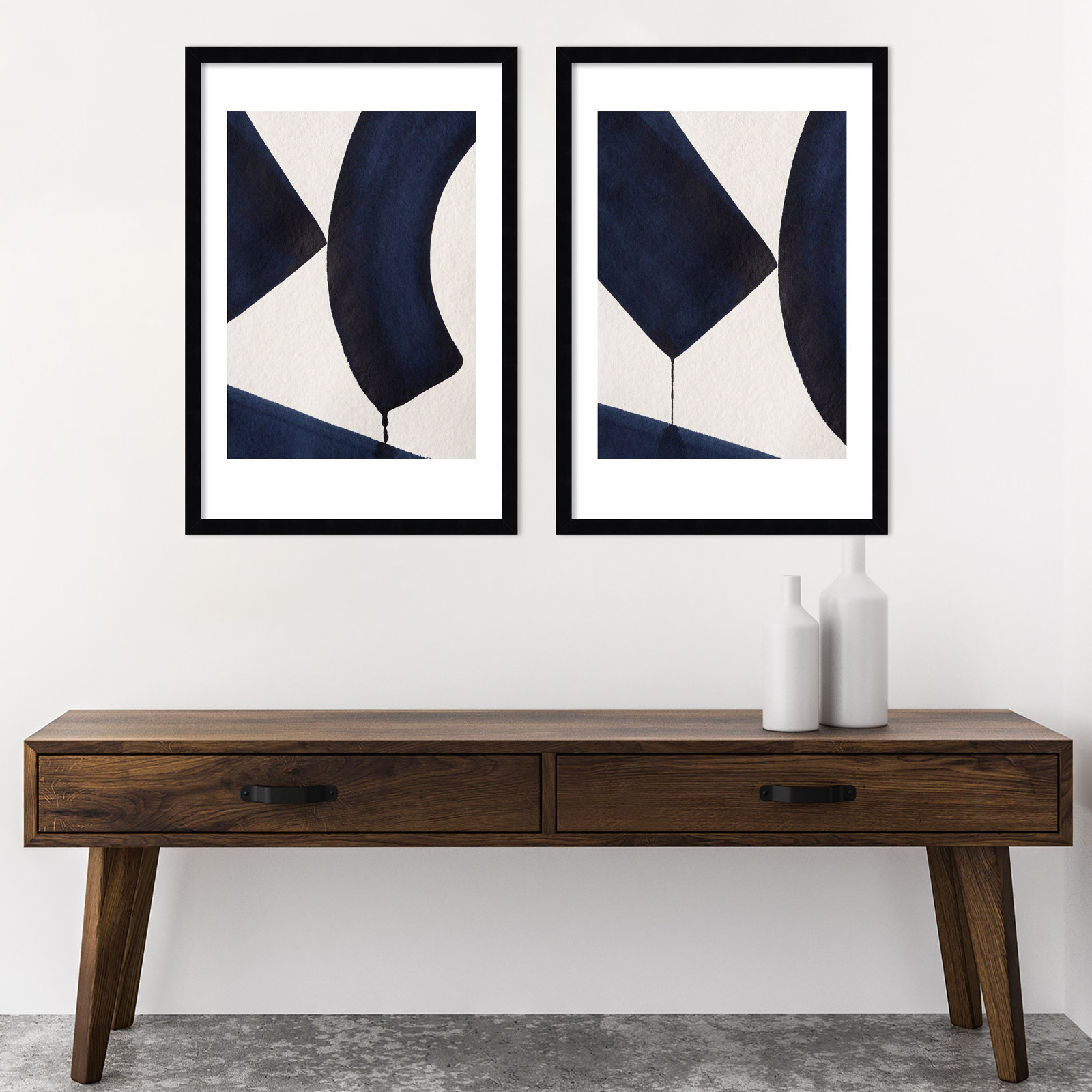 Fluid Motion 2 Duo 2-Piece Print Set, Black, 25.65" H x 37" W x 0.88" D