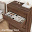 Commode haute 43,3 po à 5 tiroirs en noyer, commode en bois moderne avec poignée sans tiroirs et tiroirs profonds, rangement peu encombrant pour la chambre à coucher, le salon et le vestibule
