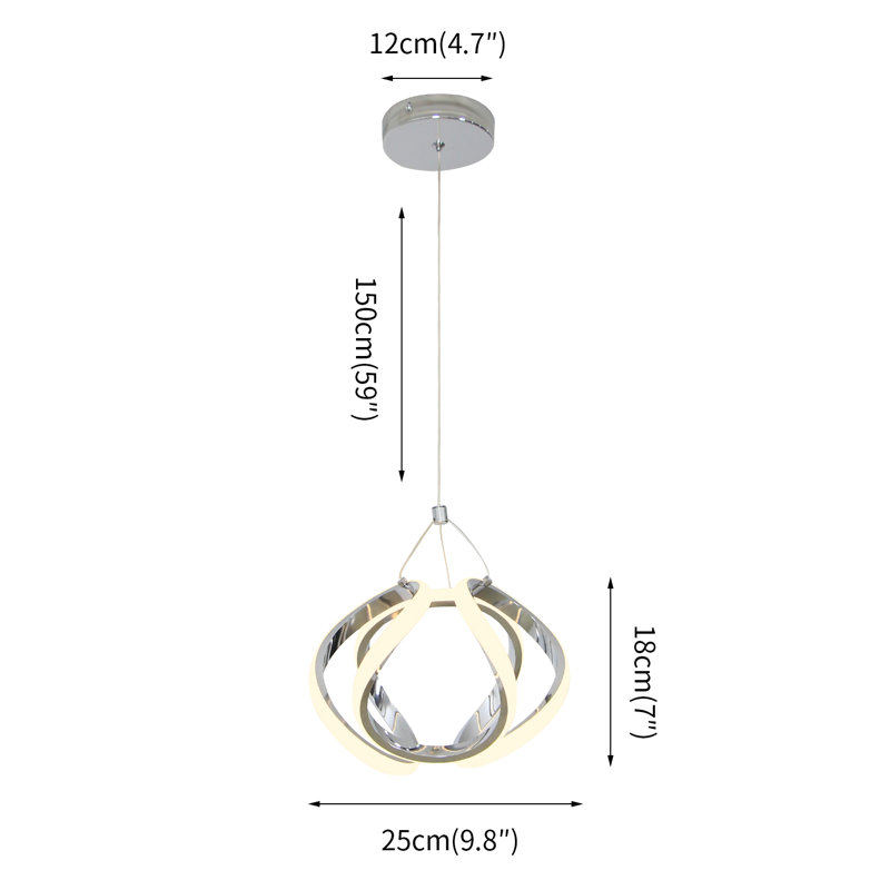 Christela 1 - Light LED Pendant, Polished Chrome