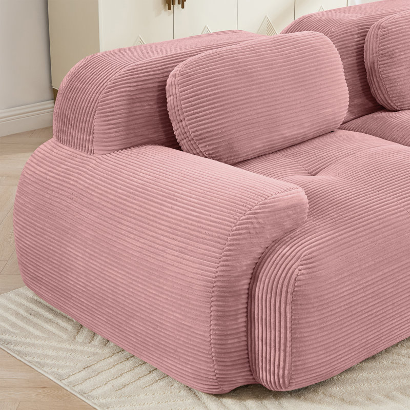 Everlasting Corduroy 116.1" W x 40.5" D x 27.5" H 3-Seat Modular Sectional Sofa