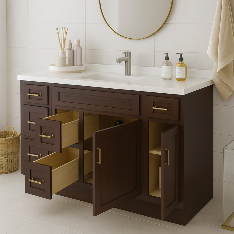 Base de meuble-lavabo simple 60 po seulement, Brun
