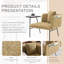 Chaise de bureau en lin rembourrée avec plateau et table d'appoint-1185713378