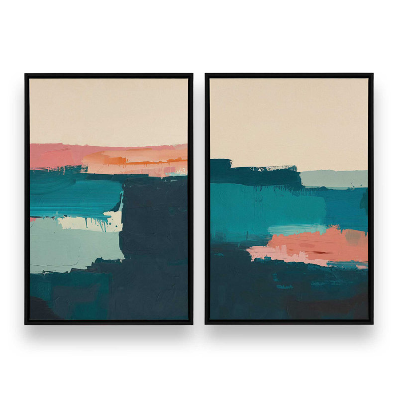 "Azure Reverie" par Golden Glow Interiors 2 - Pièces sur toile, Cadre noir satiné, H 32 po x l 22 po